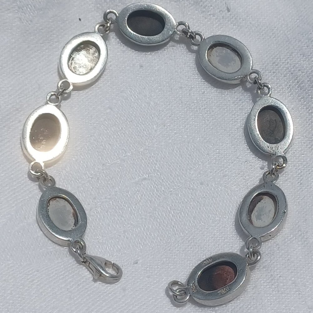 Sterling silver onyx & Mother of Pearl bracelet - Picture 3 of 3